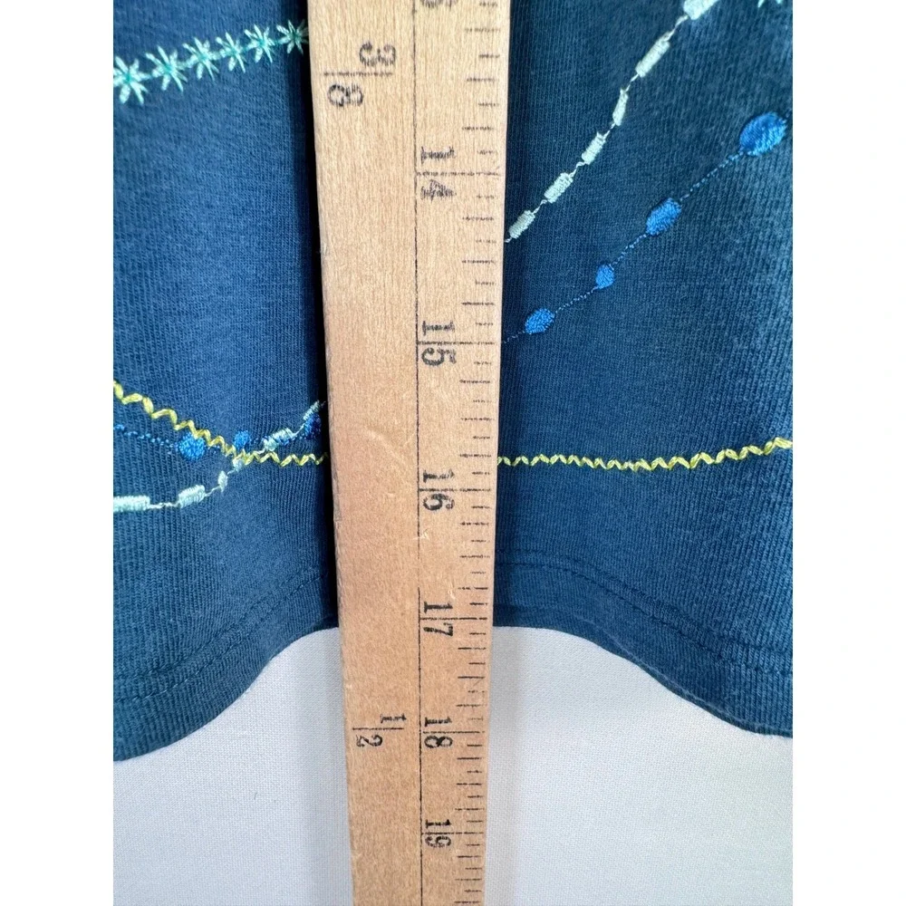Title Nine‎ knit Skirt sz M Blue Embroidered Pockets Modal Blend comfy